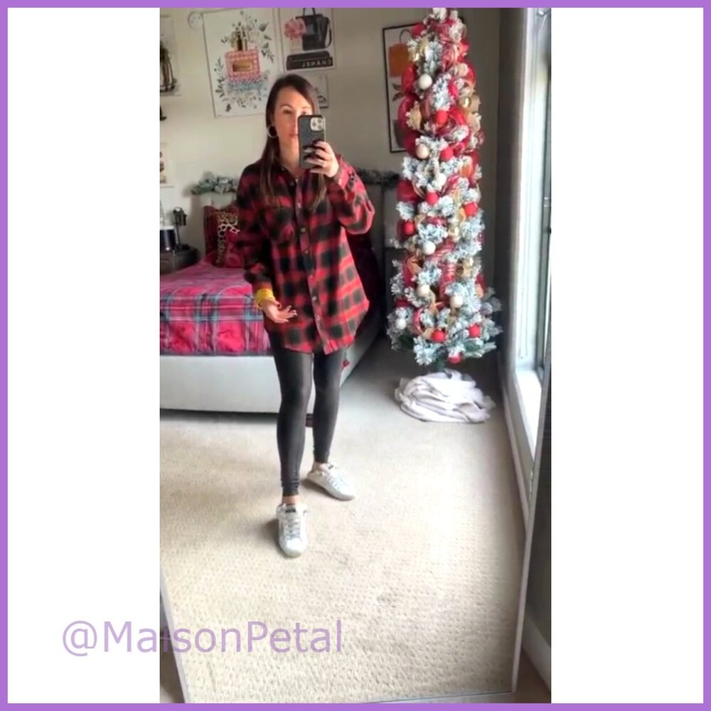 Polyester Flannel Button Down Shirt Long Sleeve L… - image 5